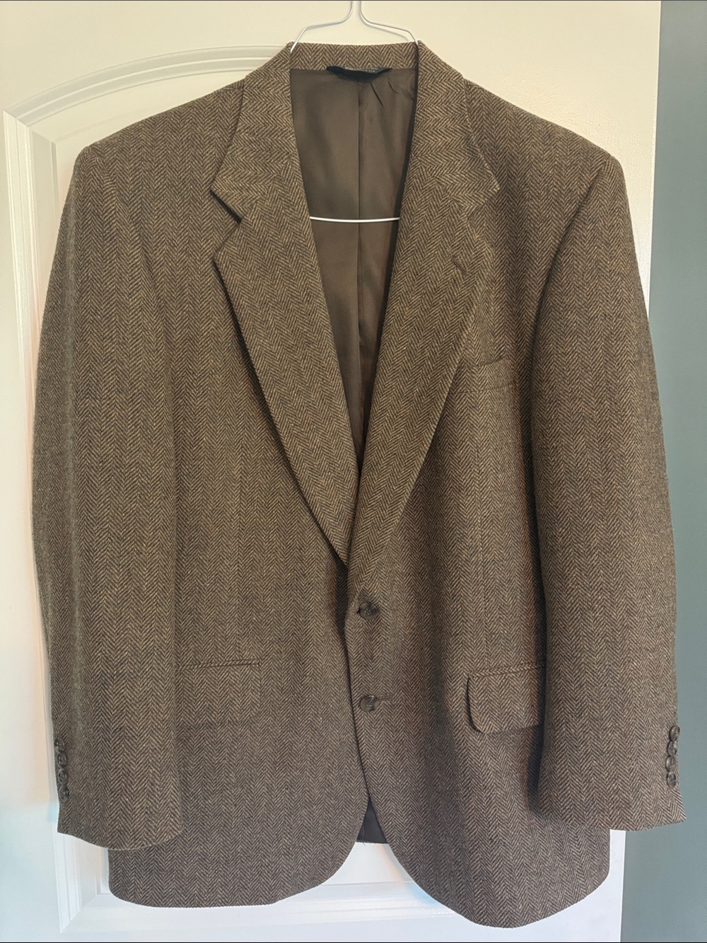 Men's Brown Herringbone Wool Sport Coat